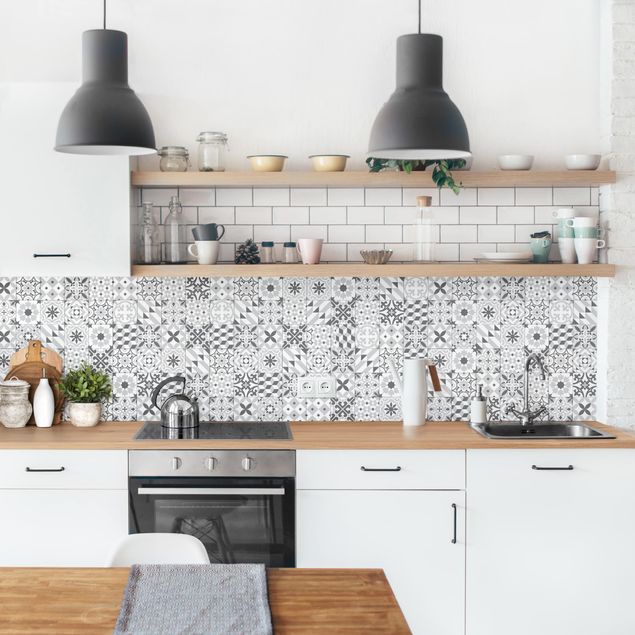 Kitchen splashback tiles Geometrical Tile Mix Grey