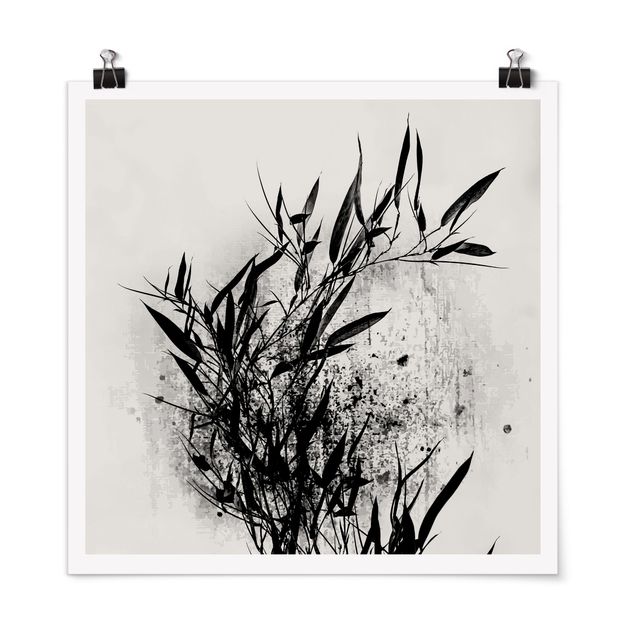 Bamboo canvas art Graphical Plant World - Black Bamboo