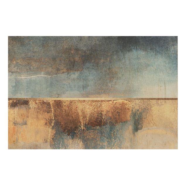 Prints Abstract Lakeshore In Gold