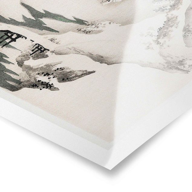 Prints Asian Vintage Drawing Winter Landscape