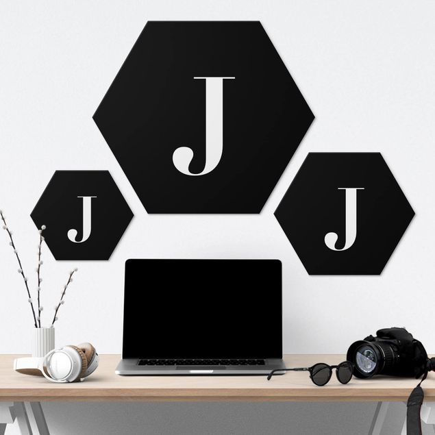 Alu-Dibond hexagon - Letter Serif Black J