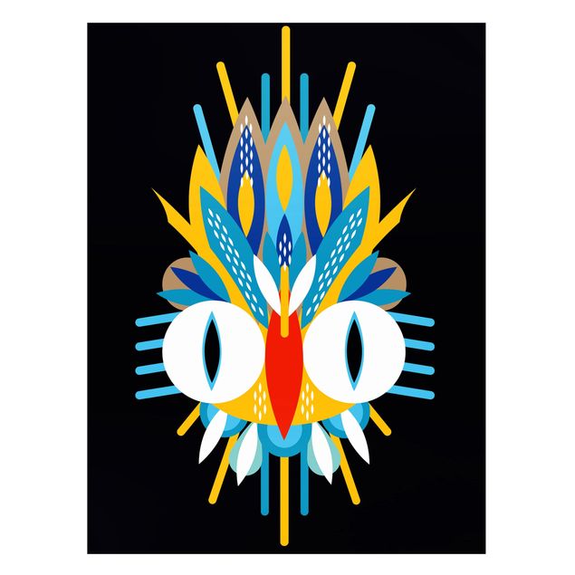 Native american art prints Collage Ethno Mask - Bird Feathers