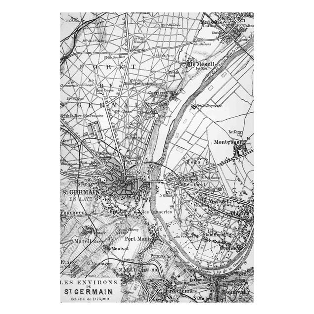 Prints Paris Vintage Map St Germain Paris
