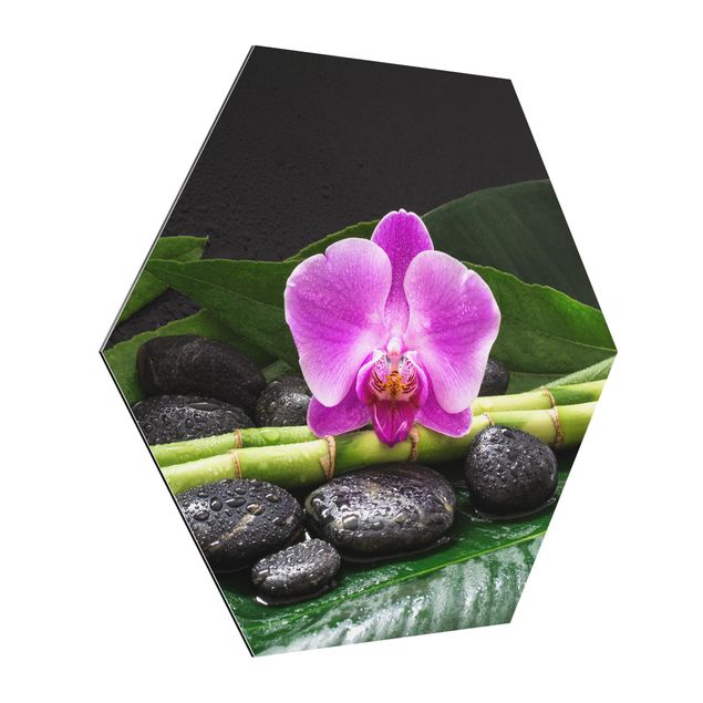 Art posters Green Bamboo With Orchid Flower