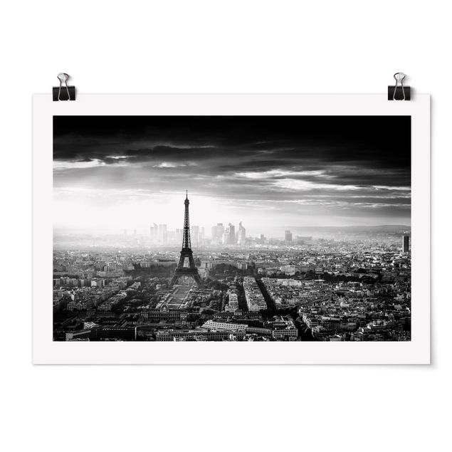 Modern art prints The Eiffel Tower From Above Black And White