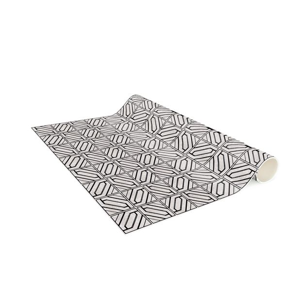 Runner rugs Tile Pattern Rhomboidal Geometry Black