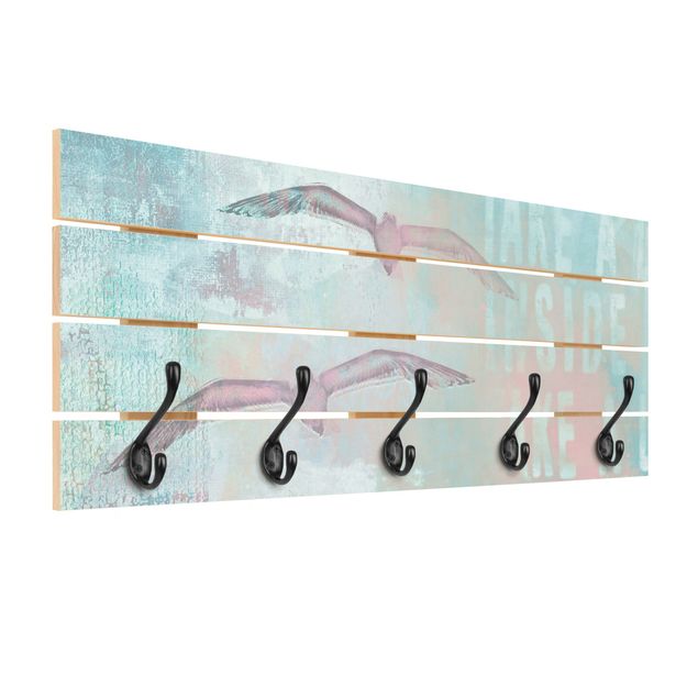 Wall coat hanger Shabby Chic Collage - Seagulls