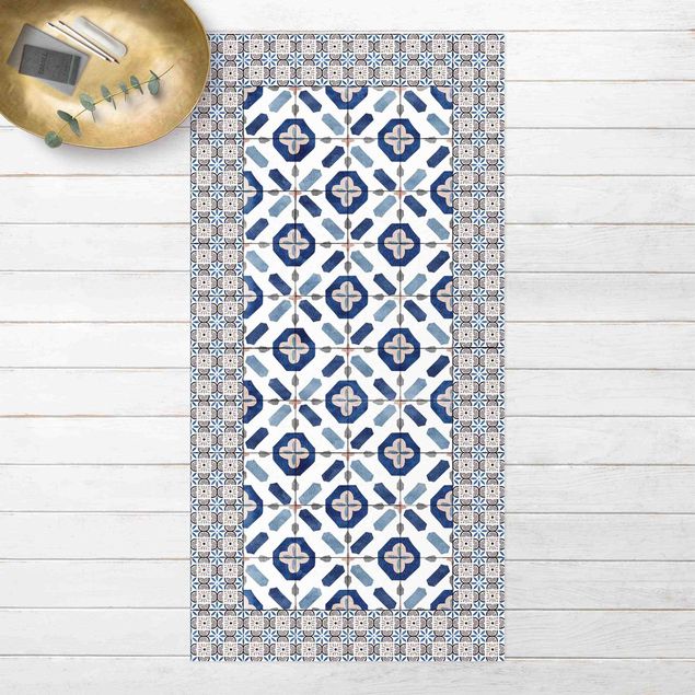 outdoor patio rugs Moroccan Tiles Flower Window With Tile Frame