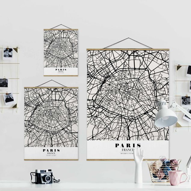 Prints black and white Paris City Map - Classic