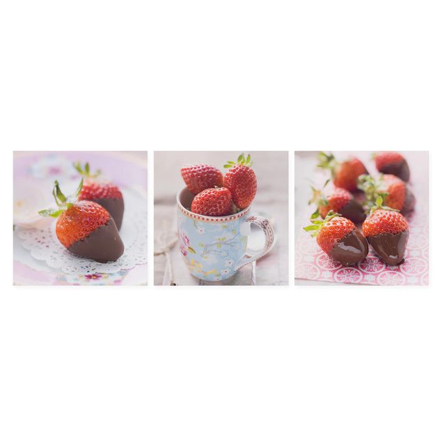 Fruit canvas Strawberries In Chocolate Vintage