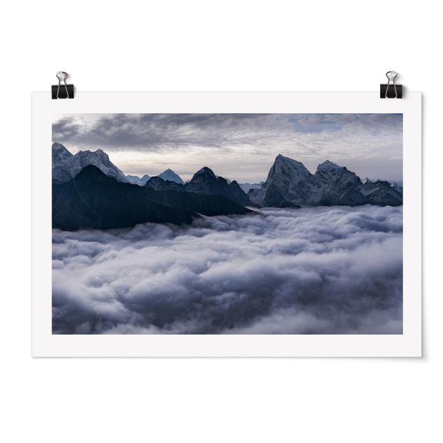 Black and white poster prints Sea Of ​​Clouds In The Himalayas