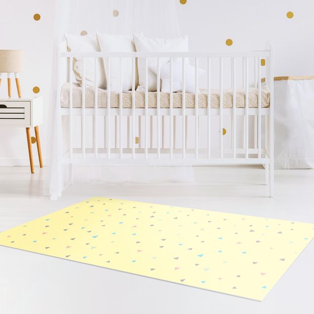 Nursery decoration Colourful Drawn Pastel Triangles On Yellow