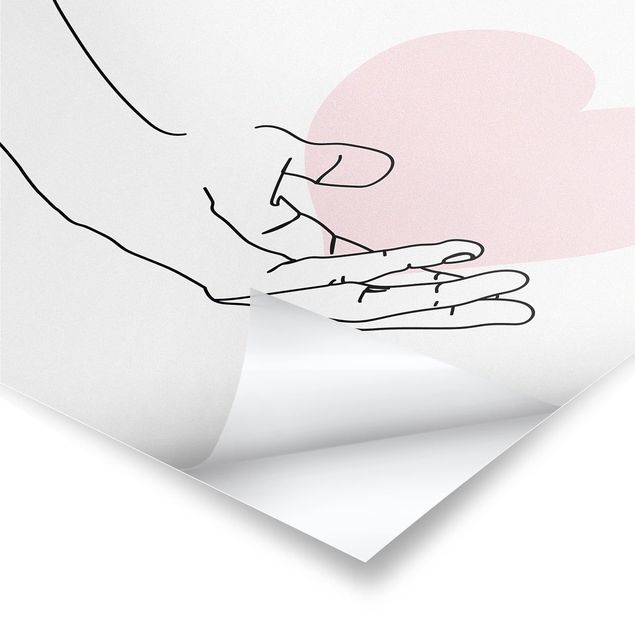 Poster print Hand With Heart Line Art