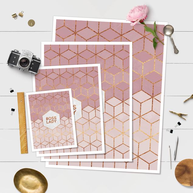 Posters Boss Lady Hexagons Pink