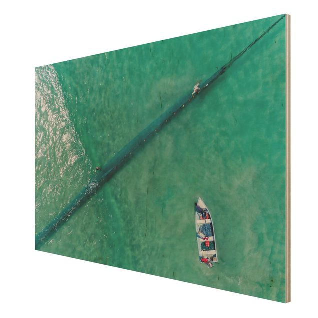 Wood prints beach Aerial View - Fishermen