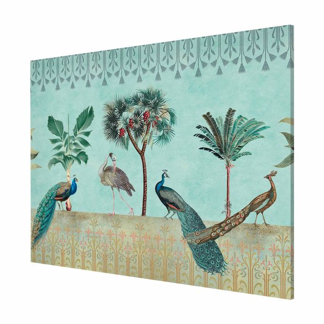 Flower print Vintage Collage - Tropical Bird With Palm Trees
