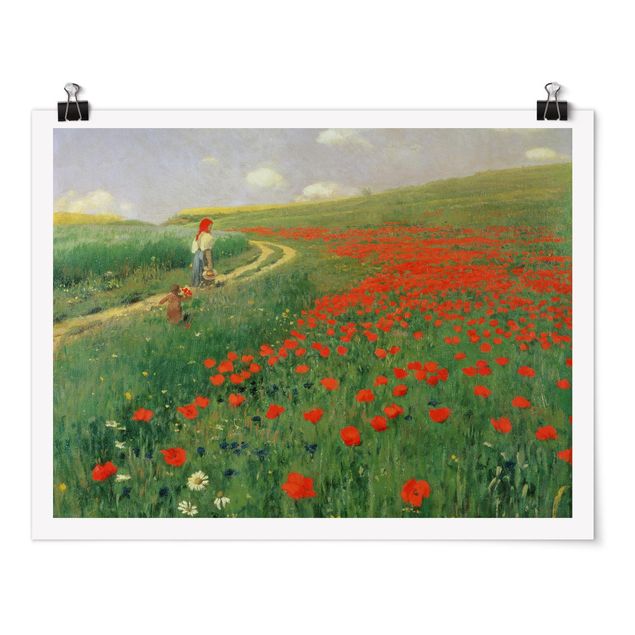 Poppy print Pál Szinyei-Merse - Summer Landscape With A Blossoming Poppy
