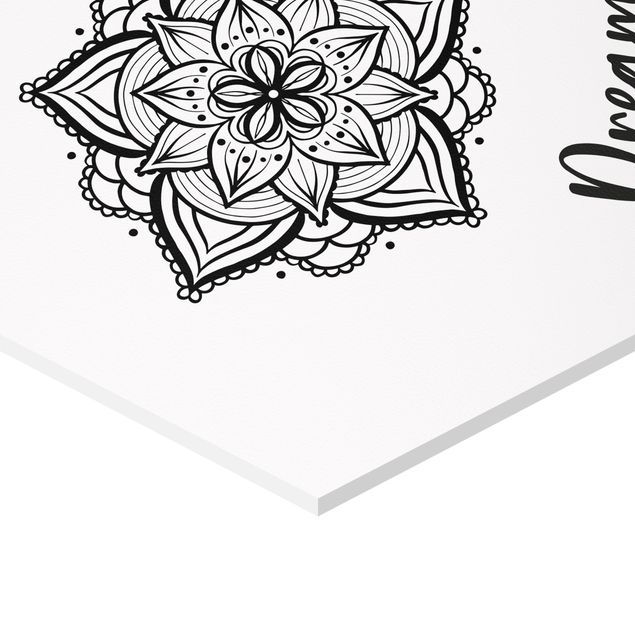 Prints Mandala Namaste Lotus Set Black White