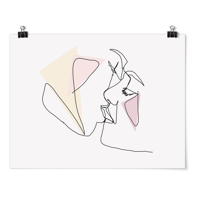 Nude prints Kiss Faces Line Art
