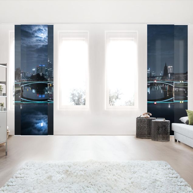 Sliding panel curtains architecture and skylines Frankfurt At Full Moon