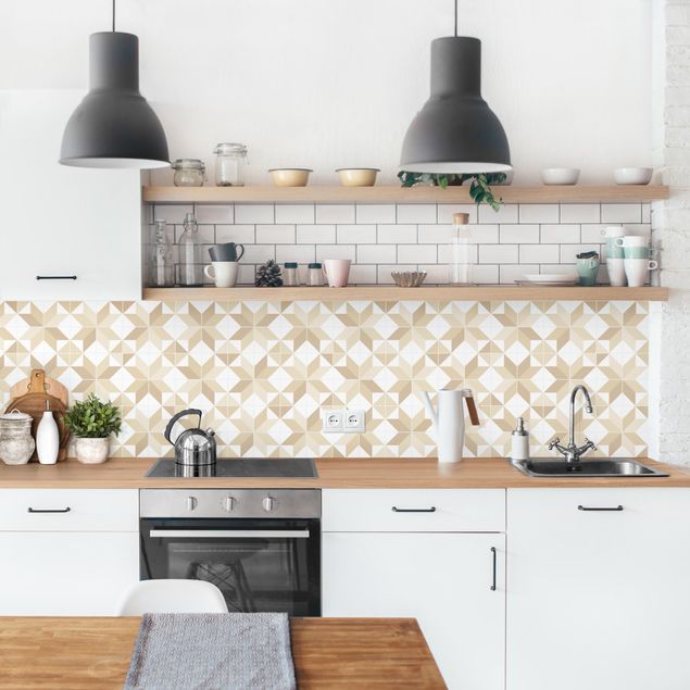 Kitchen splashback patterns Star Shaped Tiles - Beige