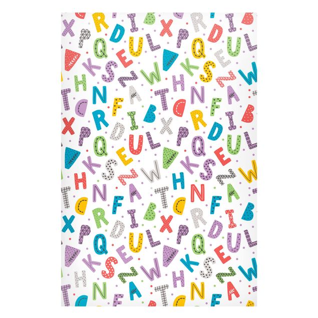 Quote wall art Alphabet With Hearts And Dots In Colourful