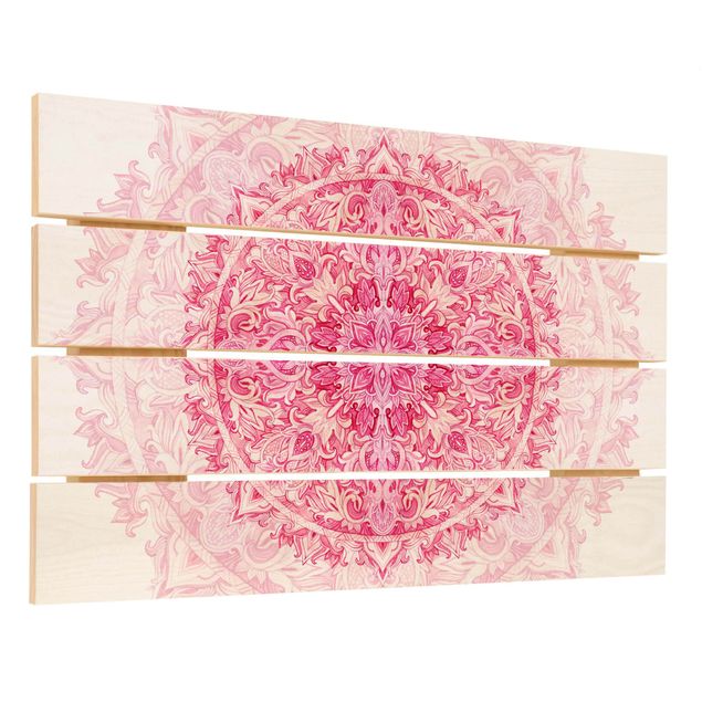 Print on wood - Mandala Watercolour Ornament Pink