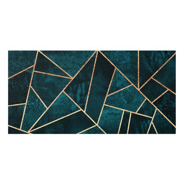 Glass splashback abstract Dark Turquoise With Gold