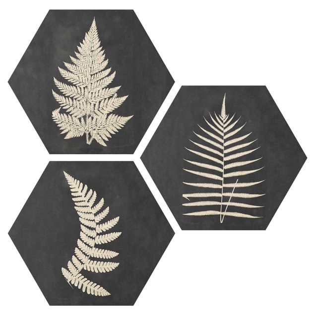 Floral picture Fern With Linen Texture Set I