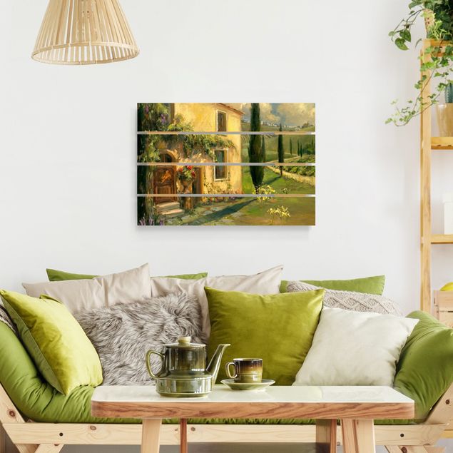 Wood prints landscape Italian Countryside - Cypress