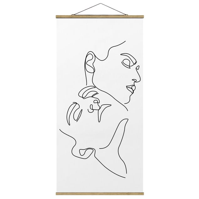 Abstract canvas wall art Line Art Women Faces White