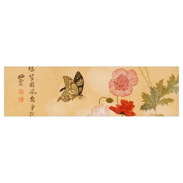 Kitchen splashbacks Yuanyu Ma - Poppy Flower And Butterfly