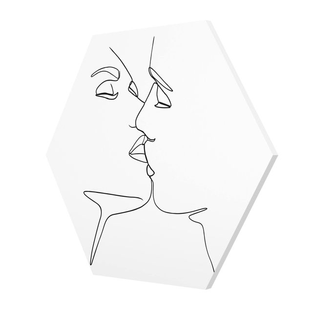 Prints black and white Line Art Kiss Faces Black And White