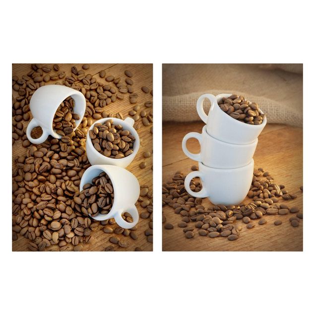 Prints 3 espresso cups with coffee beans