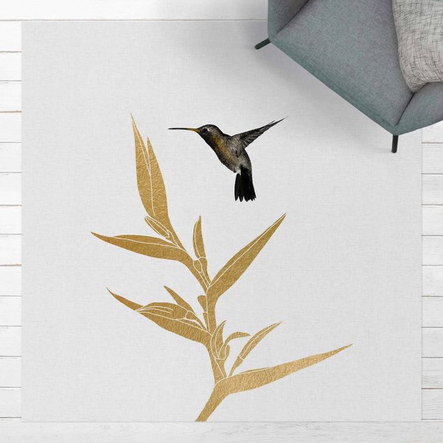 Outdoor rugs Hummingbird And Tropical Golden Blossom II