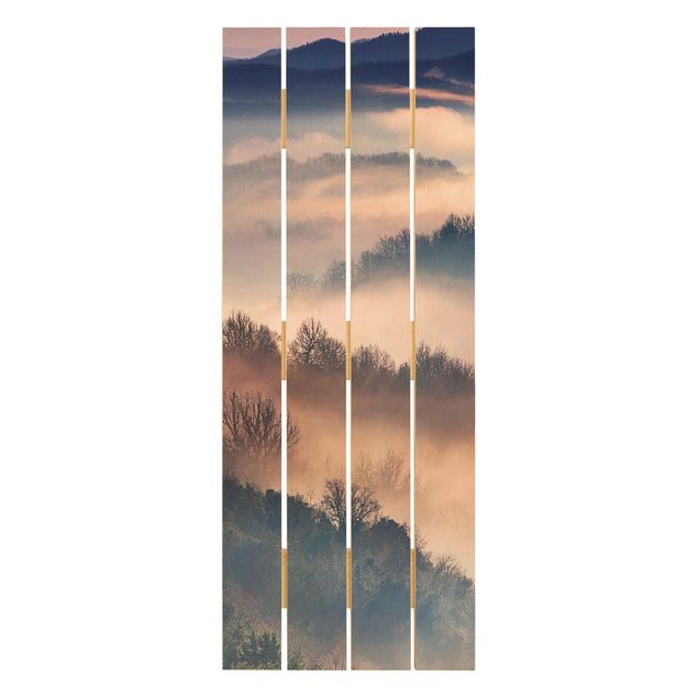 Prints on wood Fog At Sunset