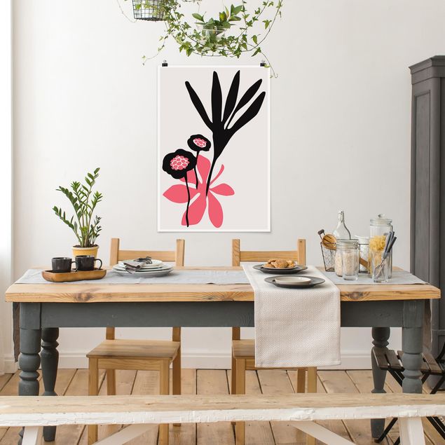 Art posters Flower Greeting In Pink