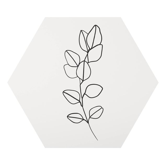 Floral prints Line Art Branch Leaves Black And White