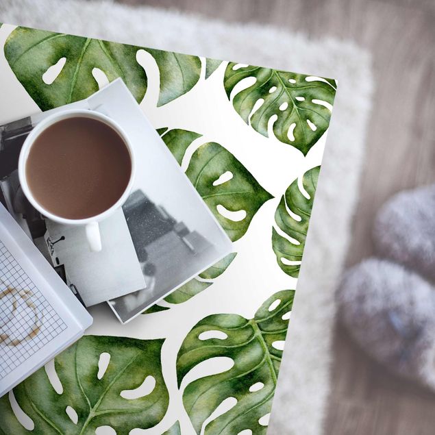 Adhesive films for furniture frosted Watercolour Monstera Leaves