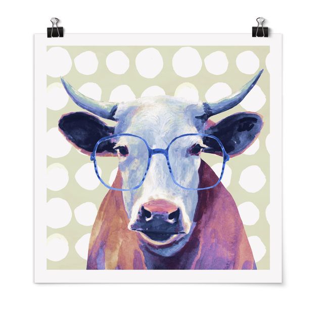 Nursery wall art Animals With Glasses - Cow