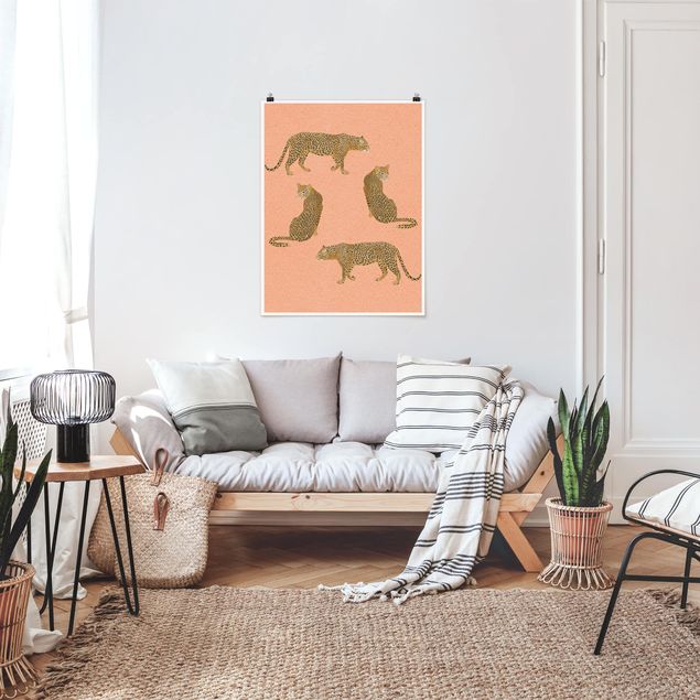 Canvas art Illustration Leopard Pink Painting
