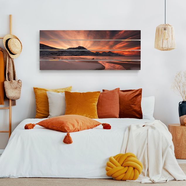 Wood prints landscape Golden Sunset