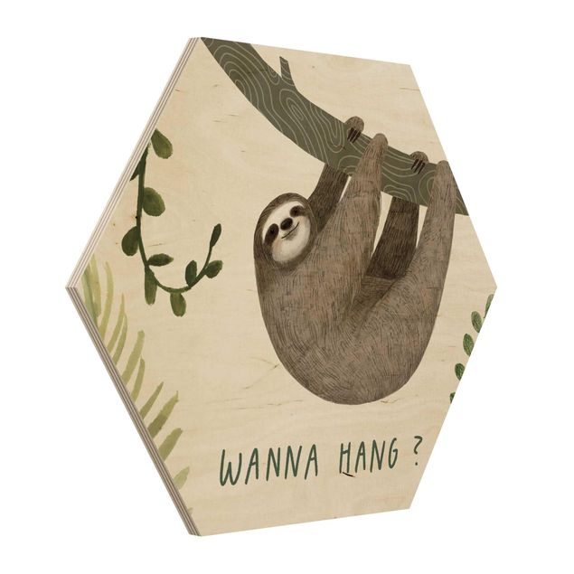 Wood prints Sloth Sayings - Hang