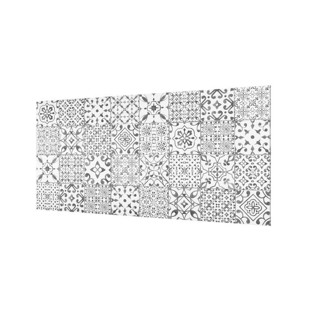Glass Splashback - Pattern Tiles Gray White - Landscape 1:2