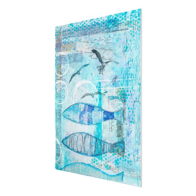 Art prints Colourful Collage - Blue Fish