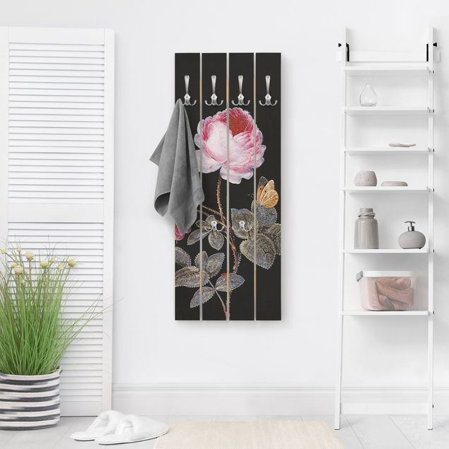 Wooden wall mounted coat rack Barbara Regina Dietzsch - The Hundred-Petalled Rose
