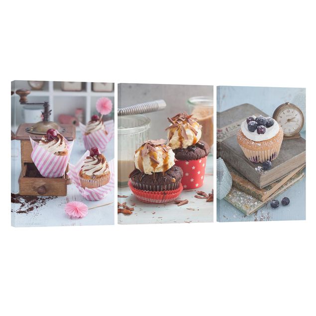 Contemporary art prints Vintage Cupcakes with topping