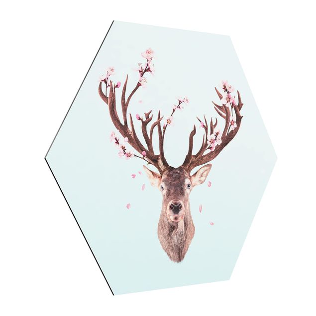 Animal canvas Deer With Cherry Blossoms