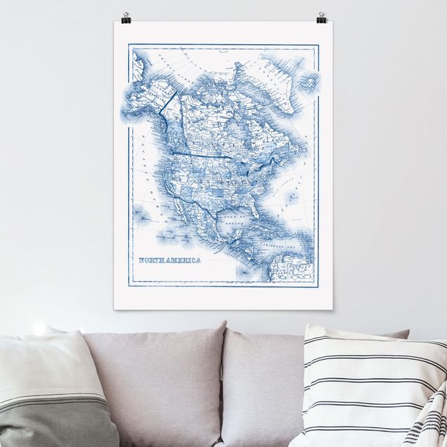 Kitchen Map In Blue Tones - North America