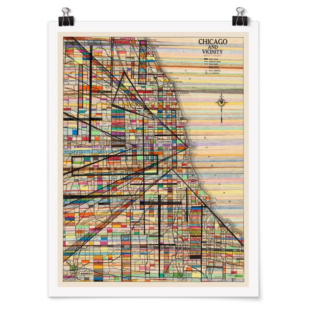 Contemporary art prints Modern Map Of Chicago